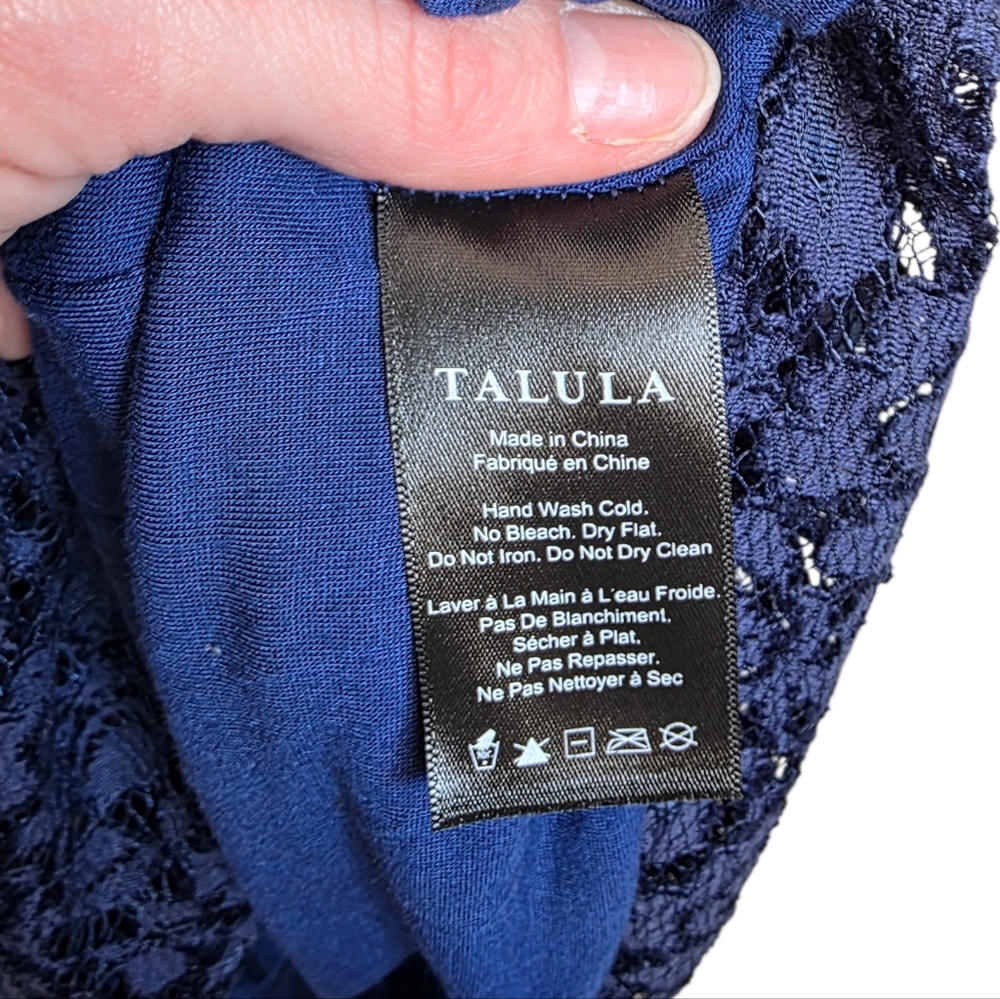 Talula Lace Fit & Flare Dress Navy Blue Cap Sleeve Sz 10 - Picture 9 of 10